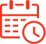 Calendar icon with an overlaid clock.